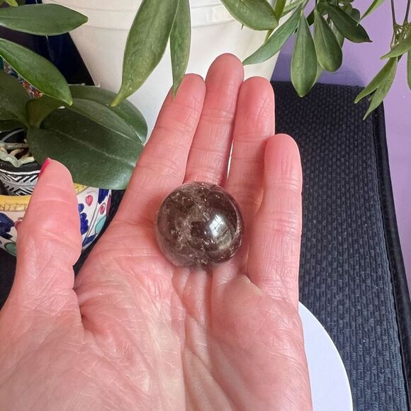 Smoky Quartz Crystal Sphere Marble (#9) - Picture 2 of 9